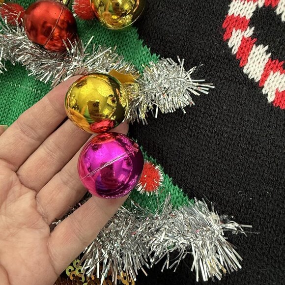 Joyland Christmas Sweater Womens XL 3D Ornaments Santa Tinsel Sequins Tree Bows - Picture 5 of 9